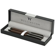 Комплект Wellington Stamford, Химикалка и ролер, кафяв