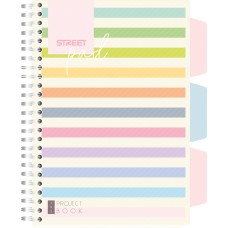 Тетрадка Street Pad, А5, спирала, PP, 100 листа, широки редове, stripes