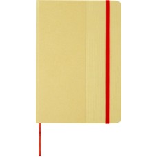 Бележник Nelida A5, линиран, с цветна лента, КРАФТ/ЧЕРВЕН