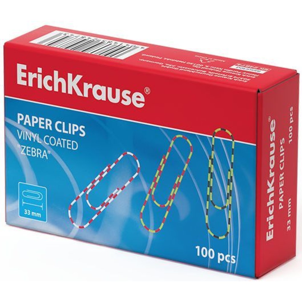 Кламери Erich Krause цветни, зебра, 33 мм