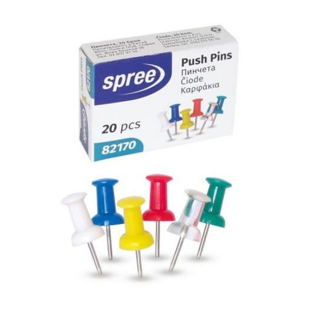 Пинчета за коркова дъска Spree, 20 броя