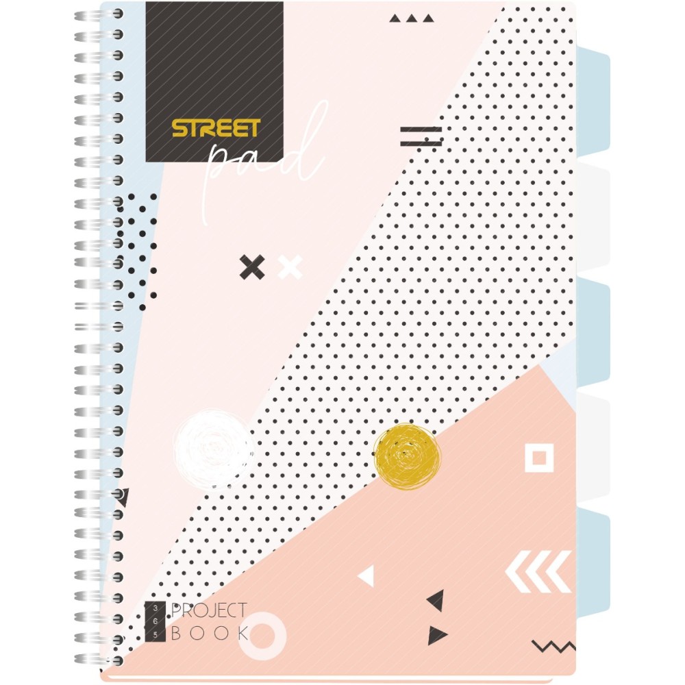 Тетрадка Street Pad, А4, спирала, PP, 100л, малки квадратчета,цветна