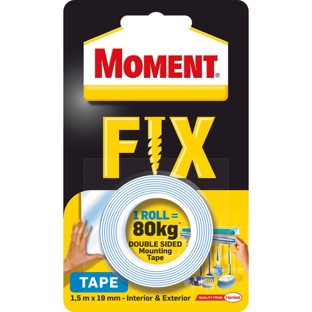 Двойнолепяща монтажна лента MomentFix1.5м x 19мм,80кг