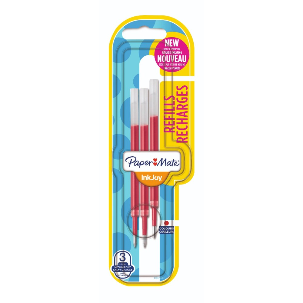 Пълнител Papermate Inkjoy Gel, блистер, опаковка 3, червен M
